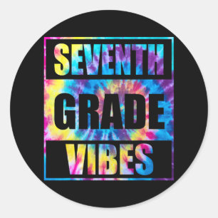 Back To School 7th Grade Vibes First Day Of School Classic Round Sticker