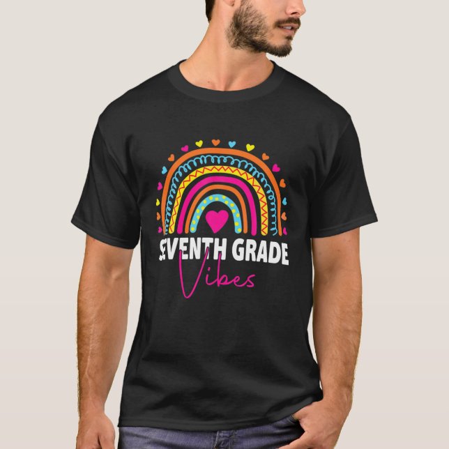 Back To School 7Th Grade Vibes Rainbow Leopard Tea T-Shirt (Front)
