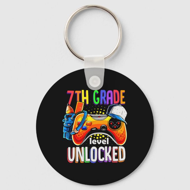 Back To School 7th Seventh Grade Level Unlocked  Key Ring (Front)