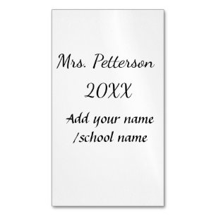 Back to school add teacher name year school name  	Magnetic business card
