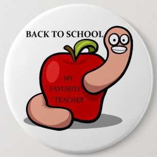 "BACK TO SCHOOL" APPLE 6 CM ROUND BADGE
