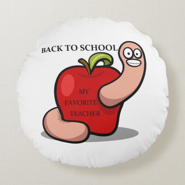 "BACK TO SCHOOL" APPLE ROUND CUSHION (Front)