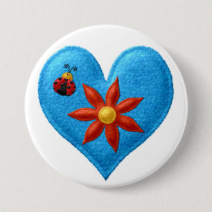 Back to School, Backpack Pins buttons Blue Heart
