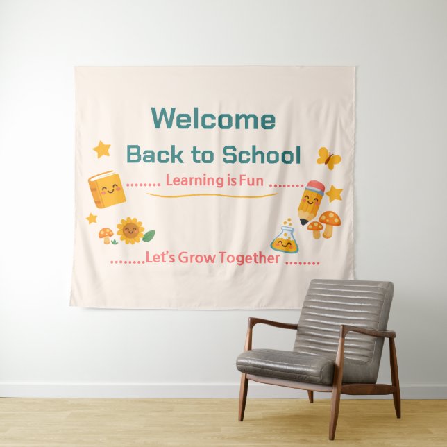 Back to School Banner Classroom Decor Welcome Tapestry (In Situ (Horizontal))