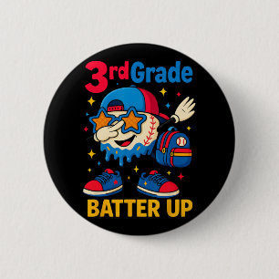 Back To School Baseball Ice Cream Drip First Day O 6 Cm Round Badge