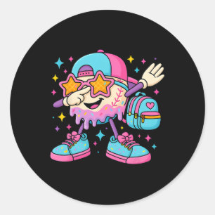 Back To School Baseball Ice Cream Drip First Day O Classic Round Sticker