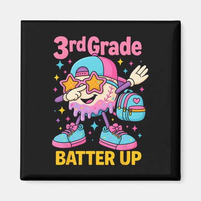 Back To School Baseball Ice Cream Drip First Day O Magnet (Front)