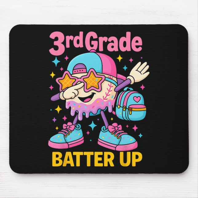 Back To School Baseball Ice Cream Drip First Day O Mouse Pad (Front)