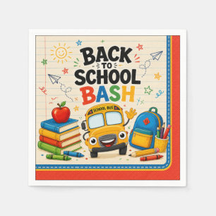 Back to School Bash Bus and Books Napkin