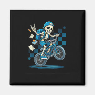 Back To School Biker Skeleton Riding Bmx Bike Ride Magnet