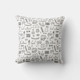 Back to school black line cute seamless pattern cushion