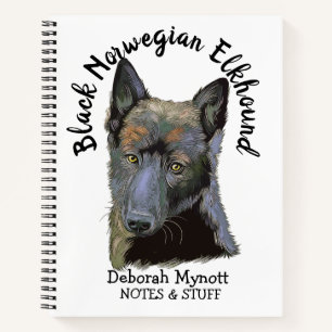 Back to school Black Norwegian Elkhound Notebook