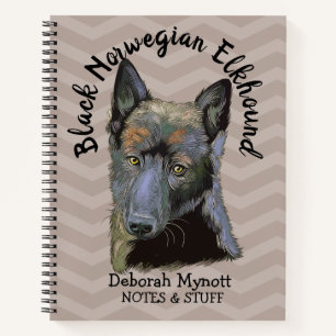 Back to school Black Norwegian Elkhound Notebook