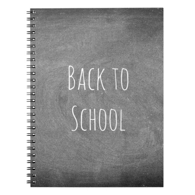 Back to School Black White Typography Chalkboard Notebook (Front)