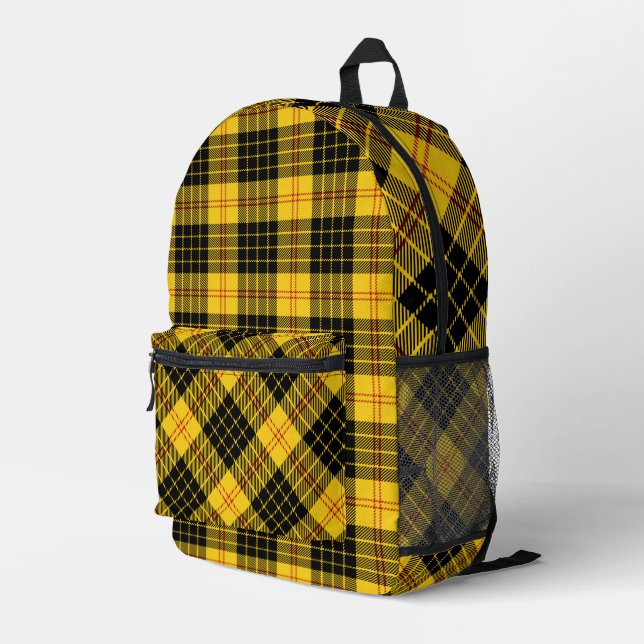 Back To School  Black Yellow  Plaid  Printed Backpack (Back Corner Right)