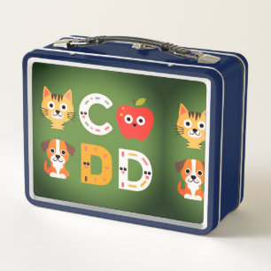 Back To School Blue Metal Lunch Box