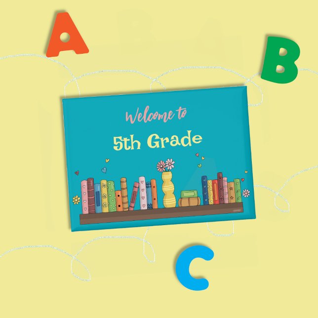 Back-to-School Books on Shelf Teal Pin Button (Back-to-school watercolor books on shelf teal pin button.)