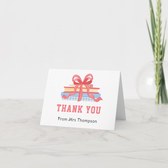 Back to School | Bows and Books | Thank You Card (Front)
