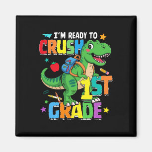 Back To School Boy Dinosaur I'm Ready To Crush Fir Magnet