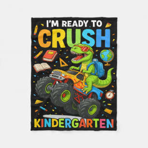 Back To School Boy Dinosaur I'm Ready To Crush Kin Fleece Blanket