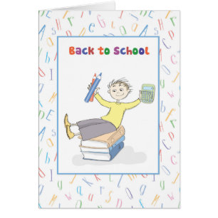 Back to School Boy With Books and Pencils