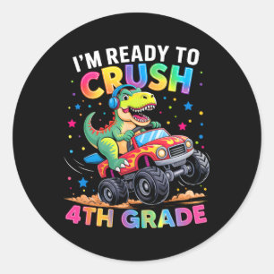Back To School Boys Dinosaur I'm Ready To Crush 4t Classic Round Sticker