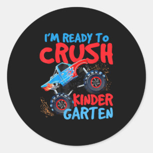 Back To School Boys First Day Of Kindergarten Mons Classic Round Sticker