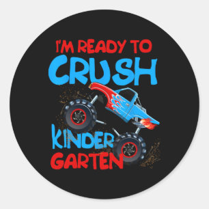 Back To School Boys First Day Of Kindergarten Mons Classic Round Sticker