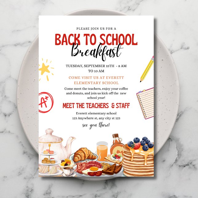 BACK to School Breakfast invite, Meet The Teachers Invitation (Creator Uploaded)