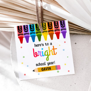 Back to School Bright School Year Square Favour Tags