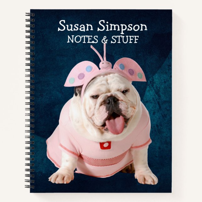 Back to school Bulldog in a costume Notebook (Front)