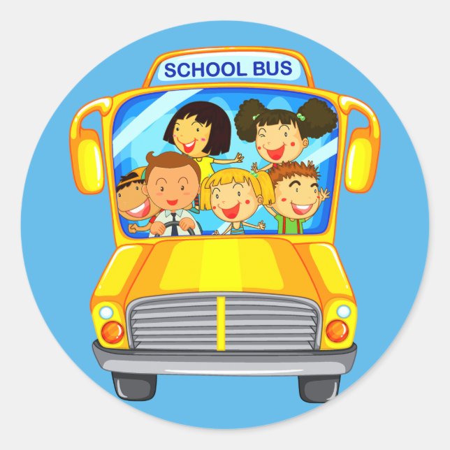 Back to School Bus Classic Round Sticker (Front)