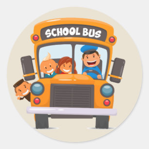 Back to School Bus Classic Round Sticker