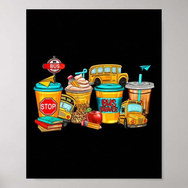 Back To School Bus Driver Coffee Cups  Poster (Front)