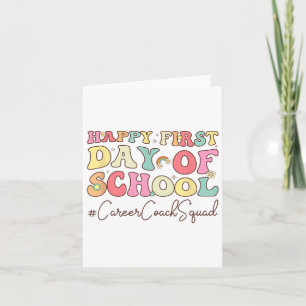 Back To School Career Coach Squad Groovy First Day Card