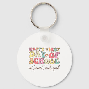 Back To School Career Coach Squad Groovy First Day Key Ring