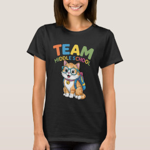 Back To School Cat Team Middle School Boys Girls T-Shirt