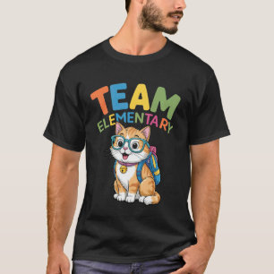 Back To School Cat Tees Team Elementary Boys Girls