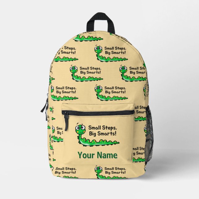 Back to School - caterpillar (add name) Printed Backpack (Front)