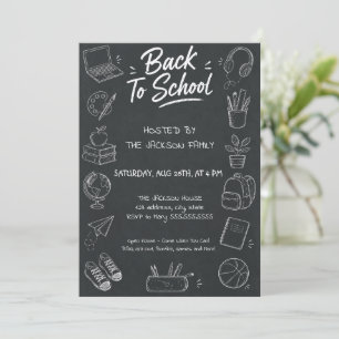 Back to School Chalkboard Hand Draw Invitation