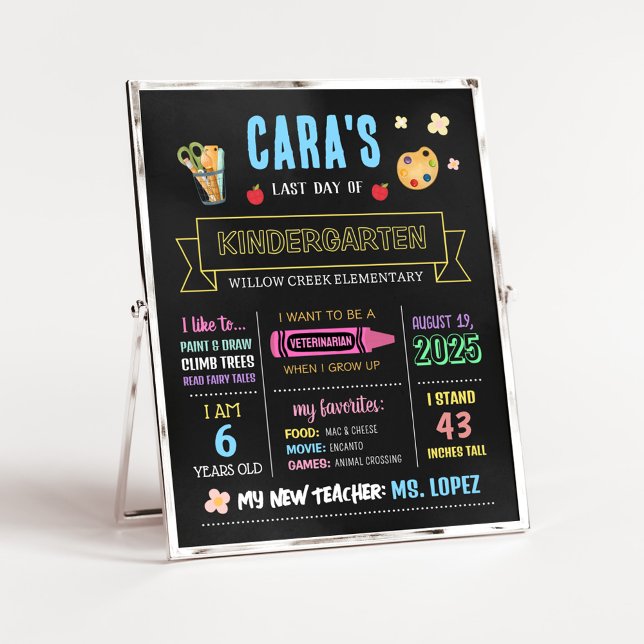 Back to School Chalkboard Last Day Sign (Chalkboard Back to School Last Day Sign)