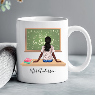 Back to School Chalkboard Teacher Mug Curly Black