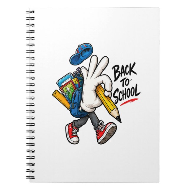 Back to School Character School Supplies Design Notebook (Front)