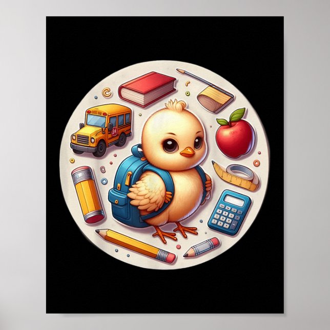 Back To School Chick Boys Girls Student Kids Lover Poster (Front)