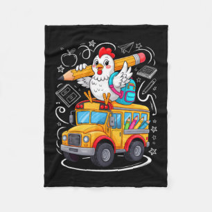 Back To School Chicken School Bus 100 Days Of Fleece Blanket