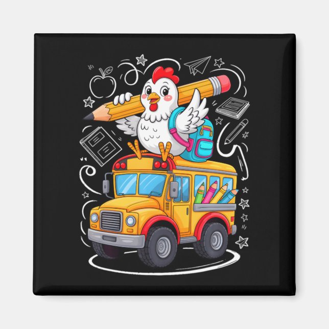 Back To School Chicken School Bus 100 Days Of Magnet (Front)