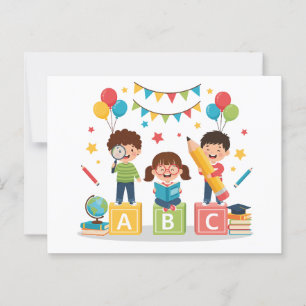 Back to school children postcard