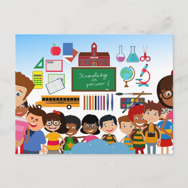 Back to school children postcard (Front)