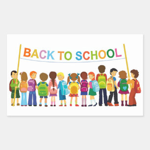 Back to School Children Rectangular Sticker