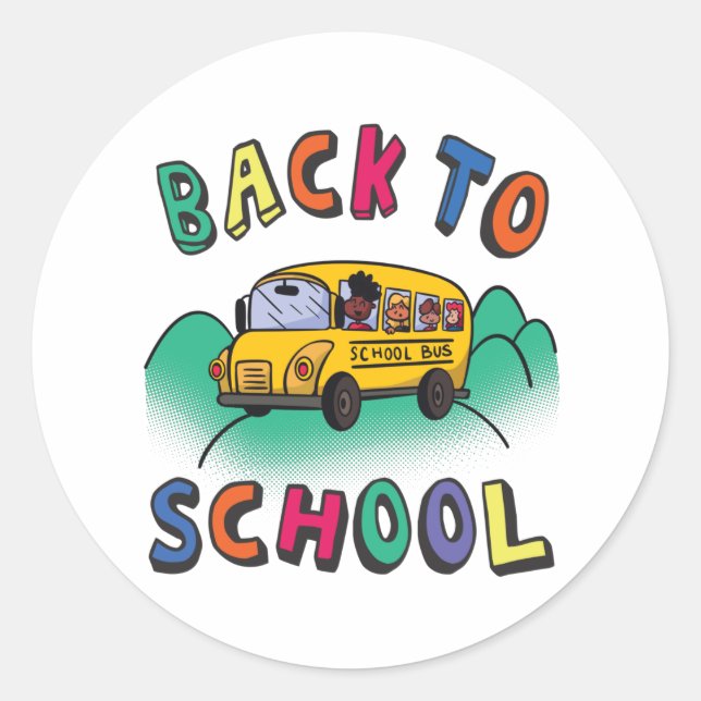 Back to school classic round sticker (Front)